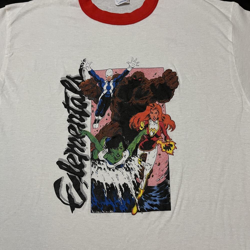 Vintage Elementals Shirt Marvel Avengers Ringer Comic Images Book Superhero 80s - Picture 2 of 10